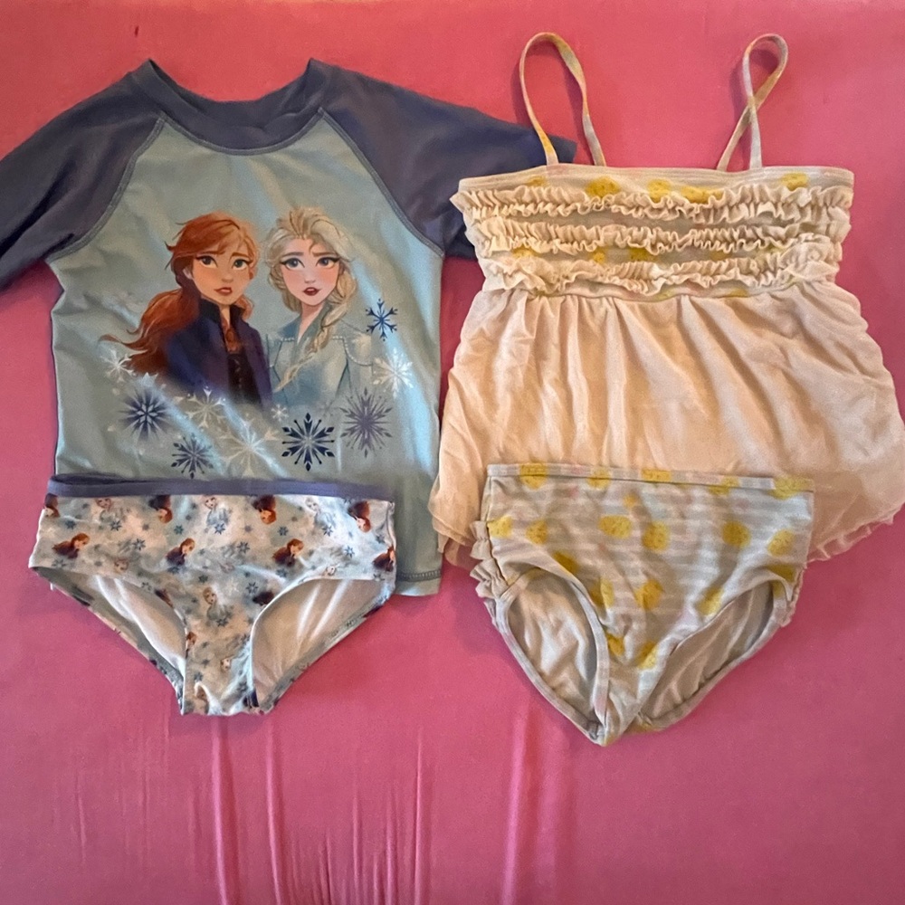 Girls sz M swim bundle sets- ruffle butts and Disney